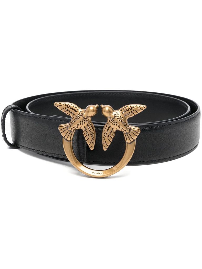 Shop Pinko Black Leather 'love Berry' Belt