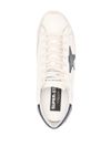 golden goose - Sneakers Super-star in pelle beige e blu - 3