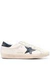 golden goose - Sneakers Super-star in pelle beige e blu