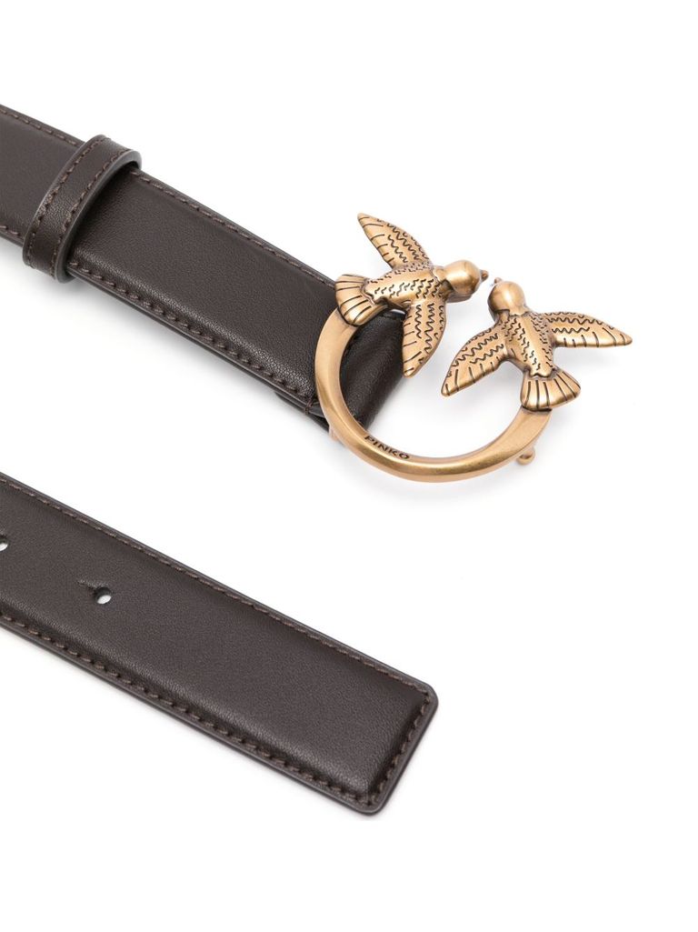 Shop Pinko Brown Leather 'love Berry' Belt