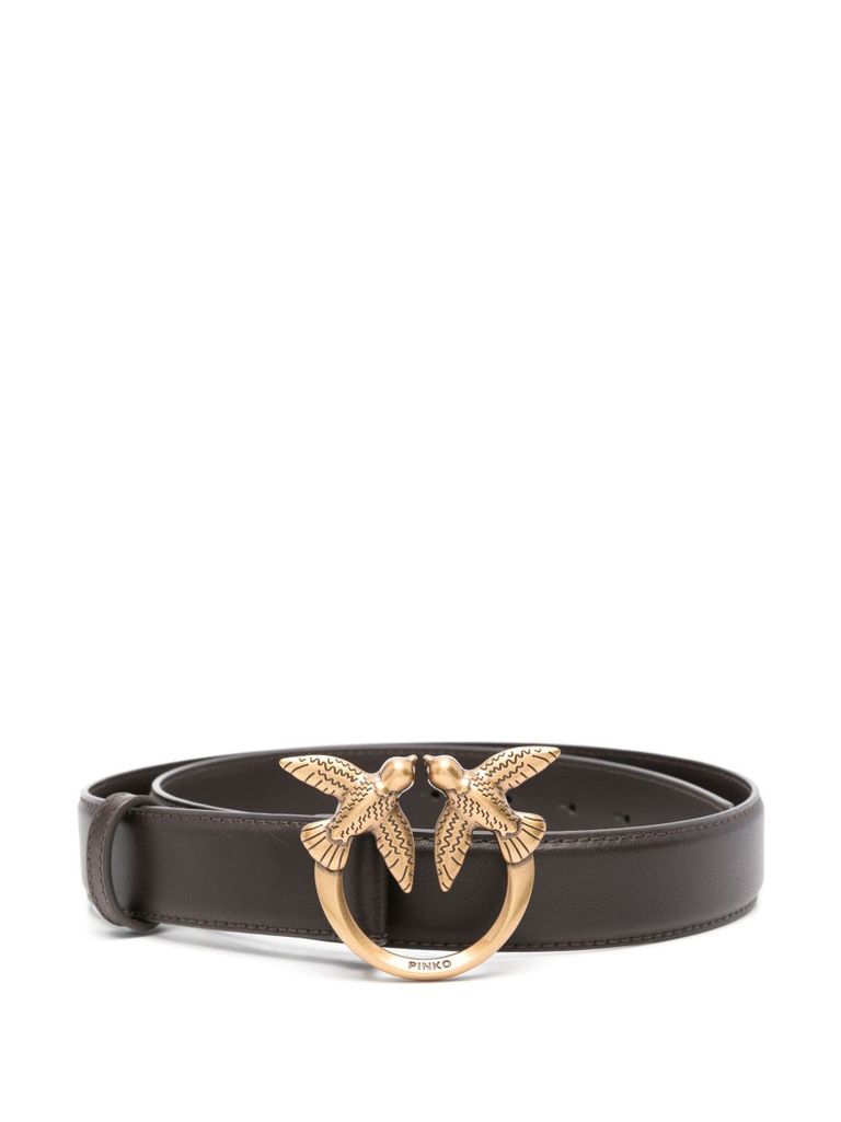 Shop Pinko Brown Leather 'love Berry' Belt