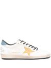 golden goose - Sneakers Ballstar in pelle bianco e stella oro