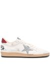 golden goose - Sneakers Ballstar in pelle bianca e rossa