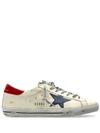 golden goose - Sneakers Super-Star in pelle beige e rosso