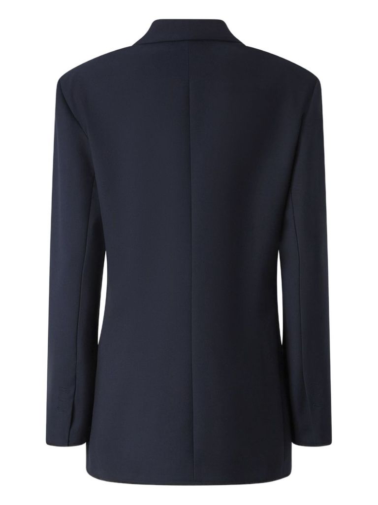 Pinko Wool Blend Double Breasted Jacket In Blue