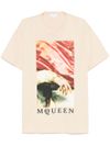 alexander mcqueen - Beige cotton t-shirt with print