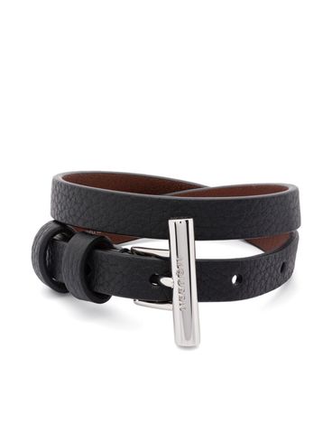 ALEXANDER McQUEEN - Black leather bracelet with silver buckle