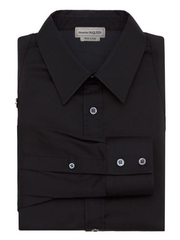 ALEXANDER McQUEEN - Black cotton shirt with buckle