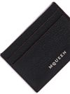 alexander mcqueen - Black pebbled leather card holder with logo - 2