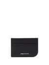 alexander mcqueen - Black pebbled leather card holder with logo