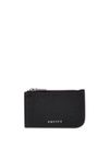 alexander mcqueen - Black pebbled leather card holder with zip