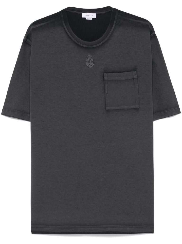 Alexander Mcqueen Men's Two-tone Cotton T-shirt | Size Medium | 815068qtac6 Color 0548 In Grey