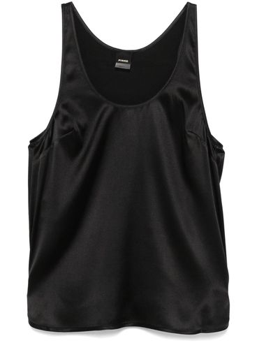 PINKO - Black sleeveless silk 'Crazy' top.