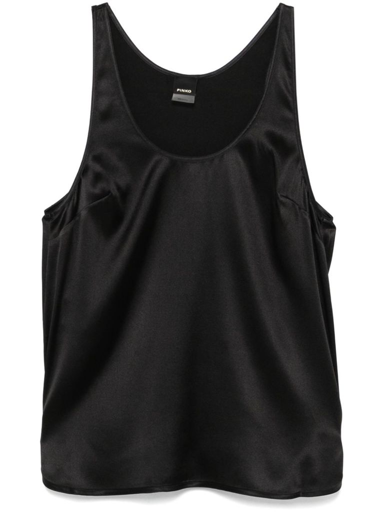 Pinko Sleeveless Stretch Satin Top In Black