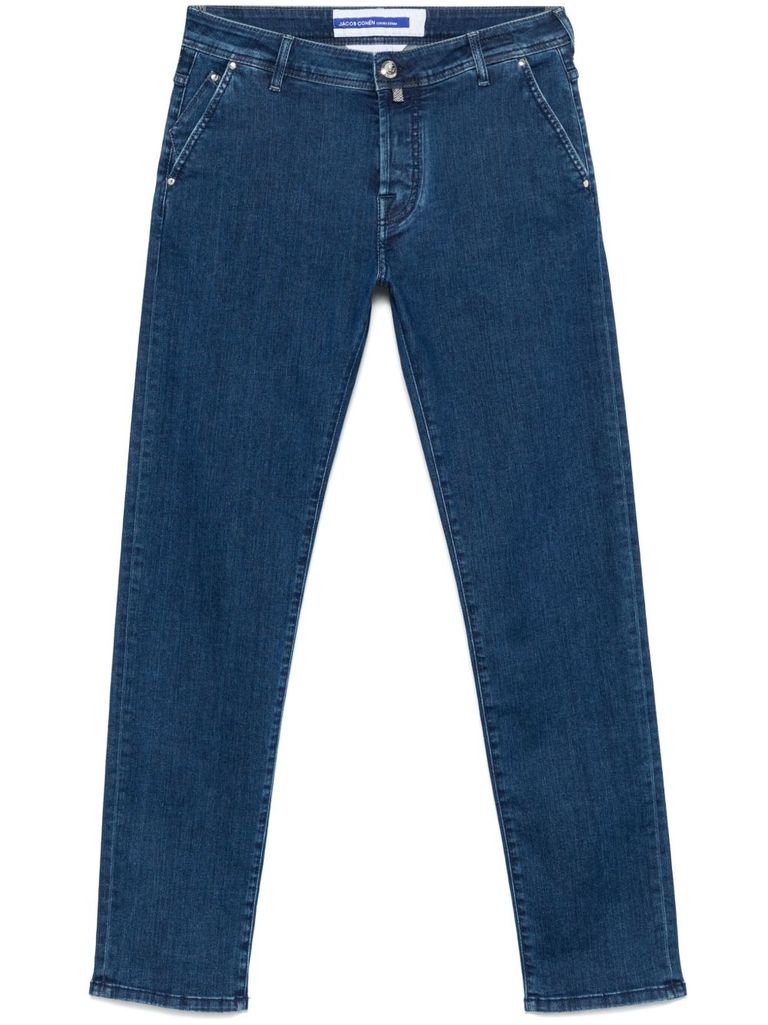 Jacob Cohen Skinny Stretch Cotton Long Jeans In Blue