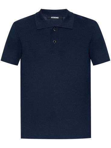 JACQUEMUS - Blue polo with logo lettering on the back