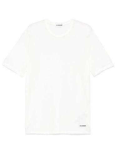 JIL SANDER - White cotton t-shirt with small black logo