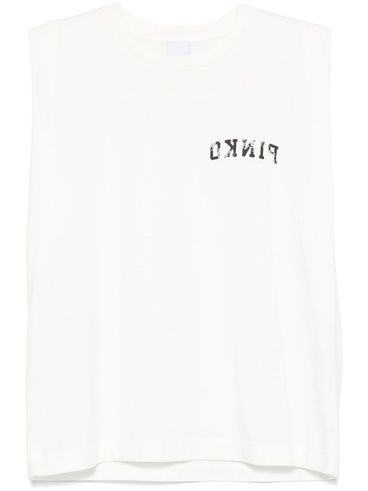 PINKO - White sleeveless 'Cacao' T-shirt