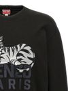 kenzo - Felpa in cotone nero con tigre frontale - 2