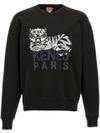 kenzo - Felpa in cotone nero con tigre frontale