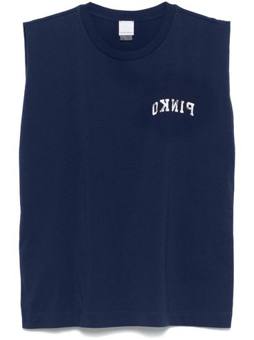 PINKO - Blue 'Cacao' sleeveless T-shirt