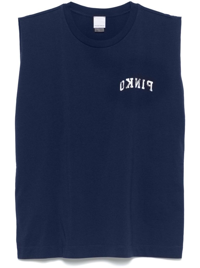 Shop Pinko Blue 'cacao' Sleeveless T-shirt