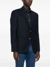 boss - Blue single-breasted blazer in virgin wool - 1