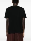 jil sander - Black cotton t-shirt with small white logo - 1