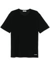 jil sander - Black cotton t-shirt with small white logo