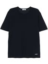 jil sander - Blue cotton t-shirt with small white logo