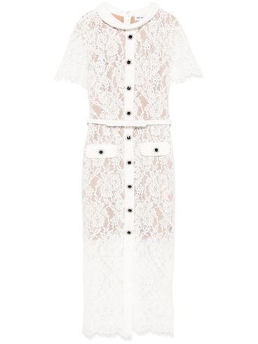 SELF PORTRAIT - White lace-effect dress with slip