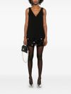 self portrait - Short black dress with rhinestone detailing - 4