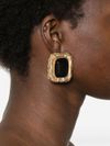 self portrait - Golden earrings with a black resin heart - 2