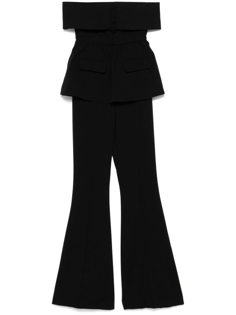 Shop Self-portrait Black Strapless Jumpsuit By Self Portrait