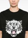 kenzo - T-shirt in cotone nero con stampa tigre frontale - 1