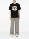 kenzo - T-shirt in cotone nero con stampa tigre frontale - 2