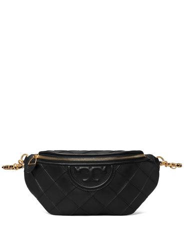 TORY BURCH - Quilted black belt bag with logo by Tory Burch.