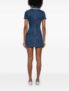 self portrait - Short denim dress in blue with pockets - 3