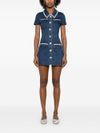 self portrait - Short denim dress in blue with pockets - 4