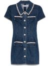 self portrait - Short denim dress in blue with pockets