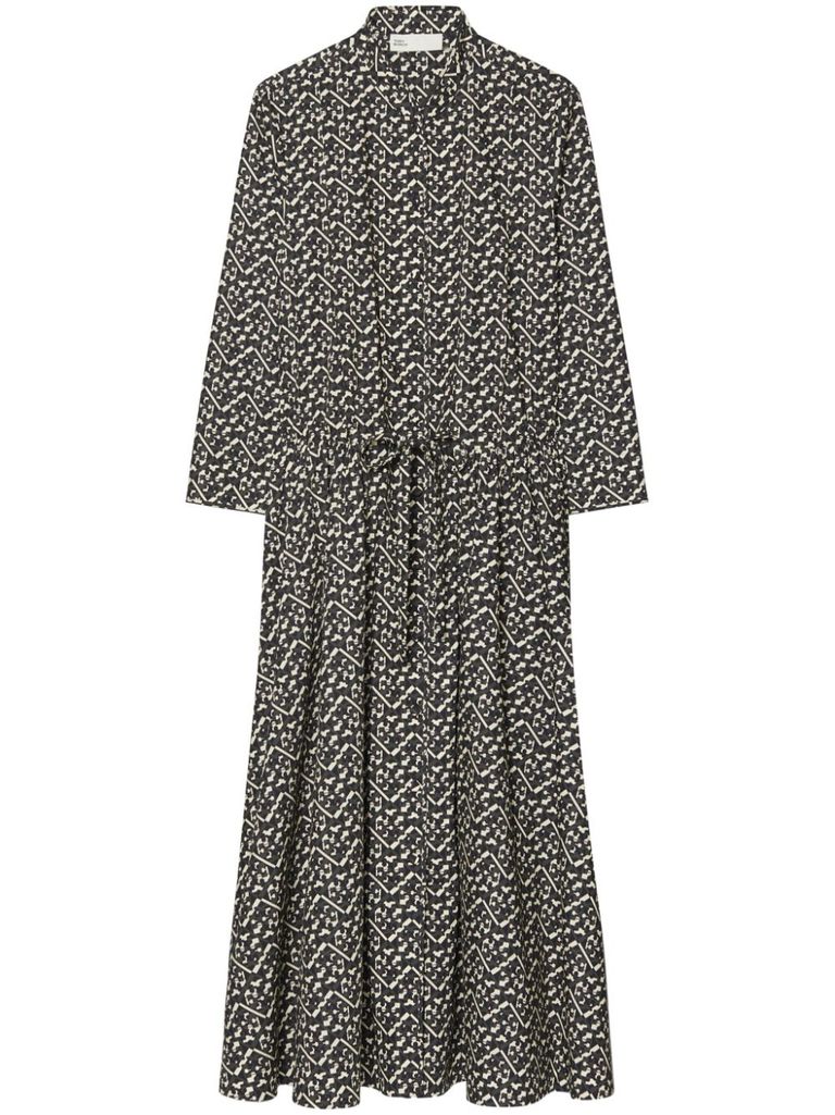 Tory Burch Printed Poplin Shirtdress For Women In Black