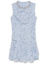 self portrait - Self-Portrait floral lace-effect dress in sky blue