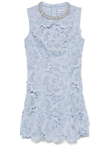 SELF PORTRAIT - Self-Portrait floral lace-effect dress in sky blue