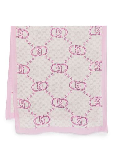 LIU JO - Pink scarf with all-over logo