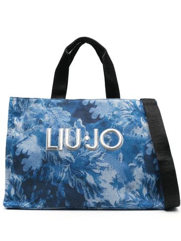 LIU JO - Blue graphic print bag with logo