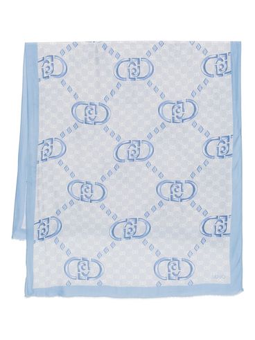 LIU JO - Light blue scarf with all-over logo