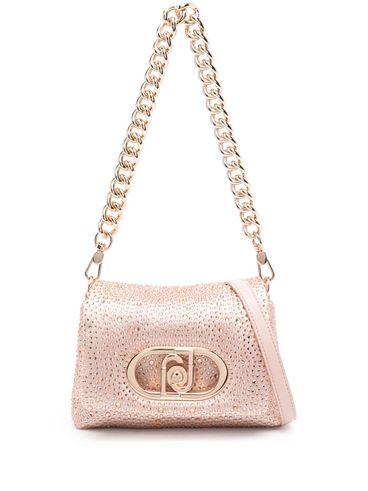 LIU JO - Bag with golden powder pink texture and logo