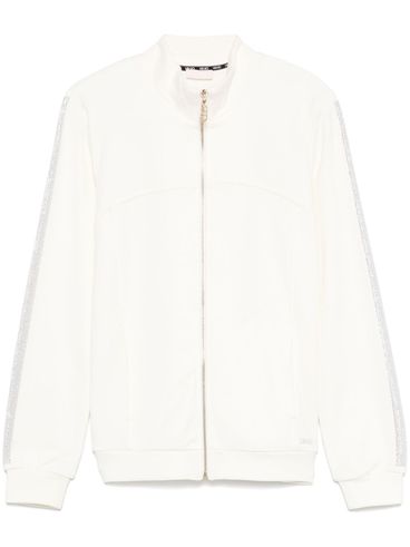 LIU JO - White zip-up sweatshirt embellished on the sleeves