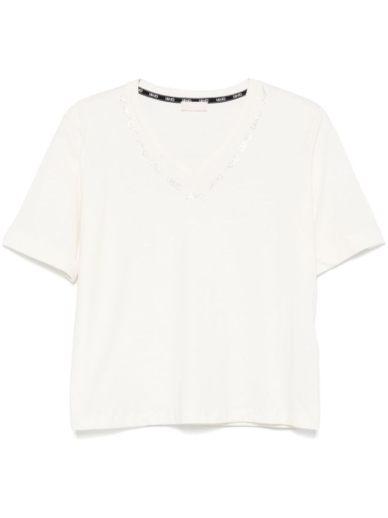 Liu •jo White Short-sleeve T-shirt In Multicolour