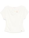 liu jo - White t-shirt with draped neckline